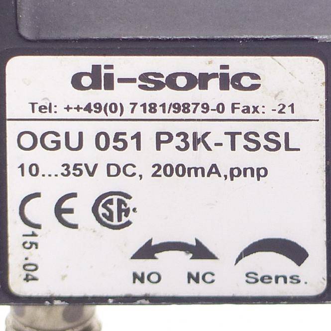 Nahaufnahme eines di-sorischen Sensoretikett mit der Aufschrift „OGU 051 P3K-TSSL