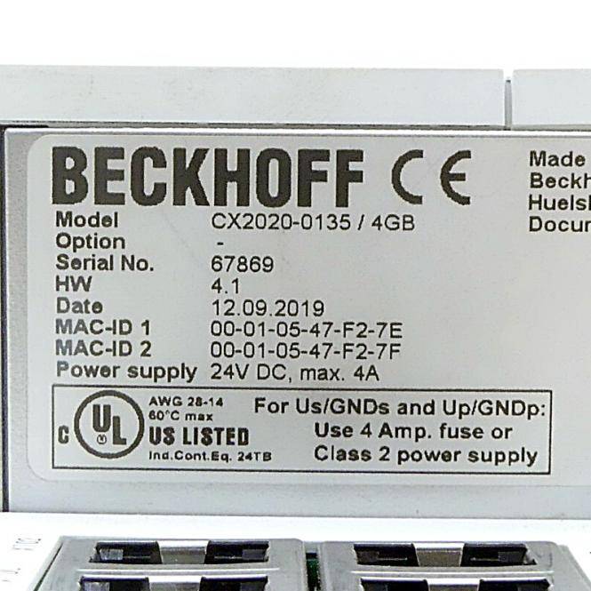 BECKHOFF CPU-Grundmodul CX2020 (CX2020-0135 / 4GB)