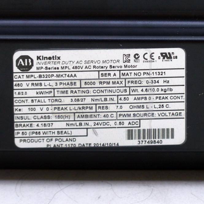 Allen-Bradley Servomotor CAT MPL-B320P-MK74AA (CAT MPL-B320P-MK74AA)