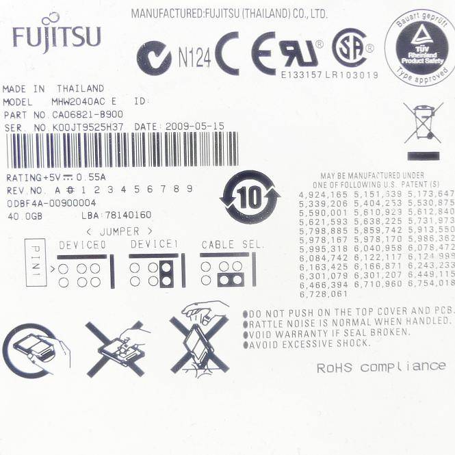 Fujitsu Laufwerk MHW2040AC (CA06821-B900)