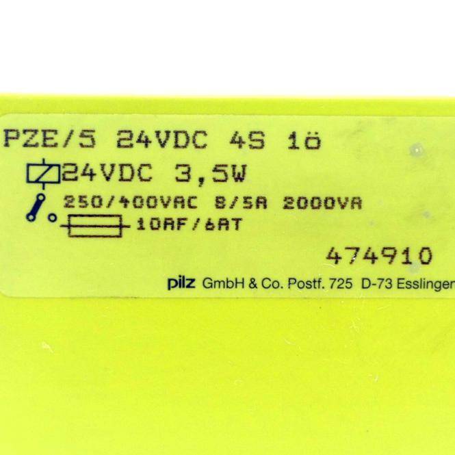 Pilz Sicherheitsrelais PZE/5 24VDC 4S 1ö (474910)