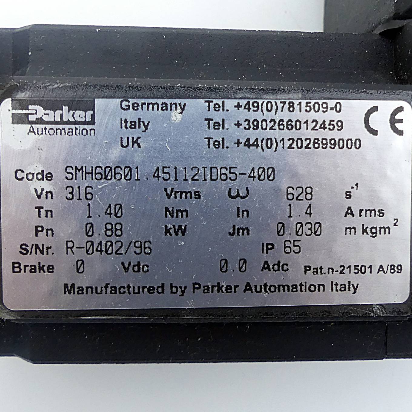 Parker Servomotor (SMH60601.451112ID65-400)