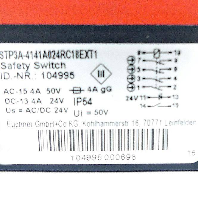 Euchner Sicherheitsschalter STP3A-4141A024RC18EXT1 (104995)