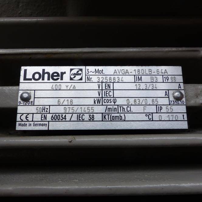 Loher Drehstrommotor 3258834 (AVGA-180LB-64A)
