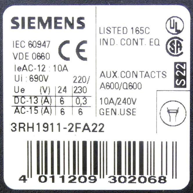 Siemens Siemens Hilfsschütz (3RH1911-2FA22)