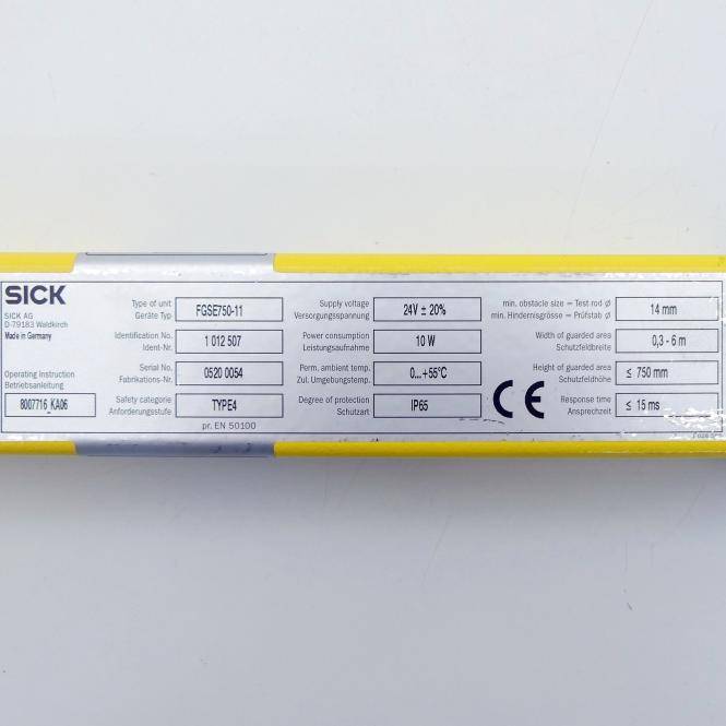 SICK Sicherheitslichtvorhang Empfänger FGSE750-11 (1 012 507)