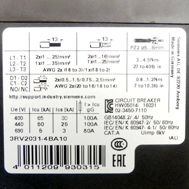 Siemens Leistungsschalter (3RV2031-4BA10)