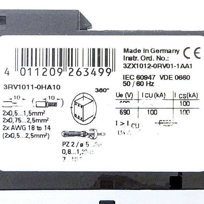 Siemens Schütz (3RV1011-0HA10)