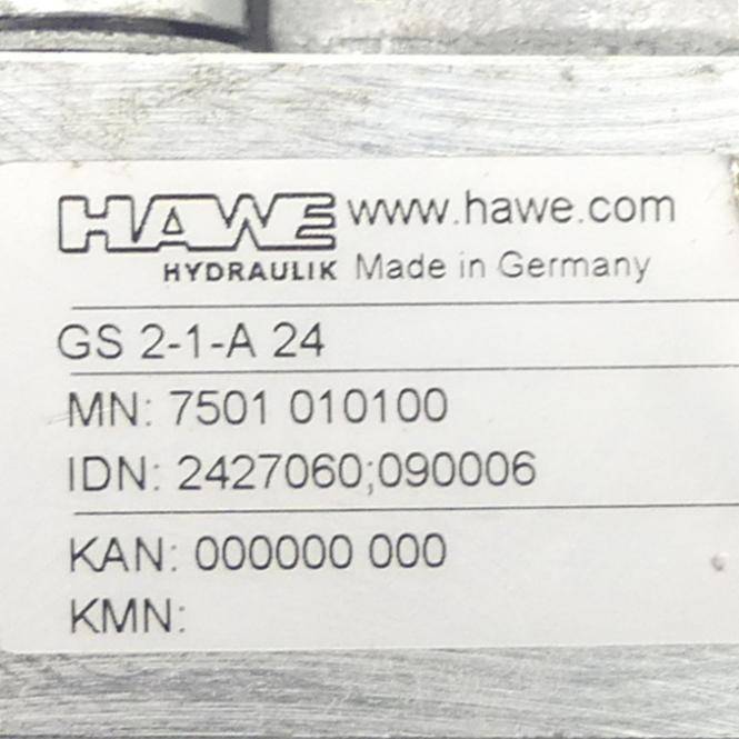 HAWE Hydraulikventil 2/2 Wege (GS-2-1-A 24)
