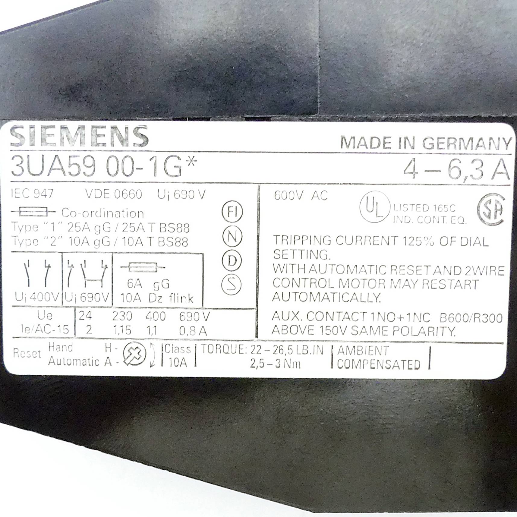 Siemens Überlastrelais (3UA59 00-1G*)