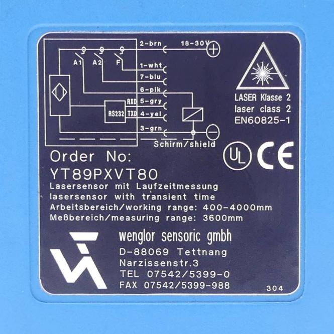 Wenglor Lasersensor mit Laufzeitmessung (YT89PXVT80)