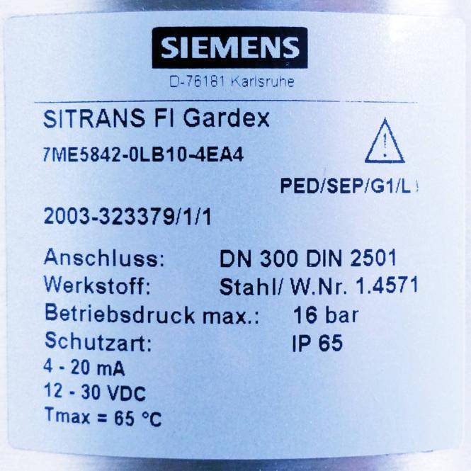 Siemens Durchflussmessgerät SITRANZ FI Gardex GARDEX 410 (7ME5842-0LB10-4EA4)