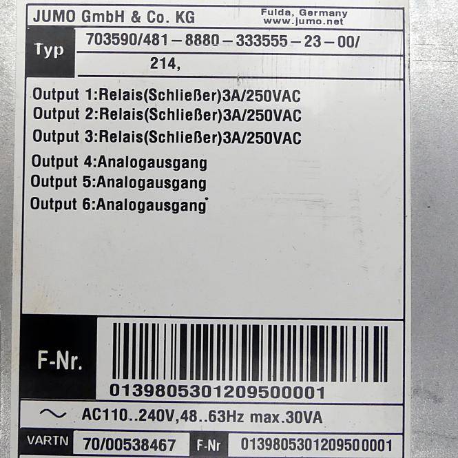 JUMO Prozess- und Programmregler Imago 500 (703590/481-8880-333555-23-00/214)