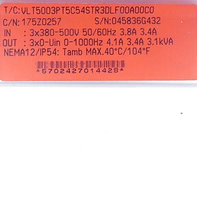 Danfoss VLT5003 Frequenzumrichter 175Z0257 (VLT5003PT5C54STR3DLF00A00C0)