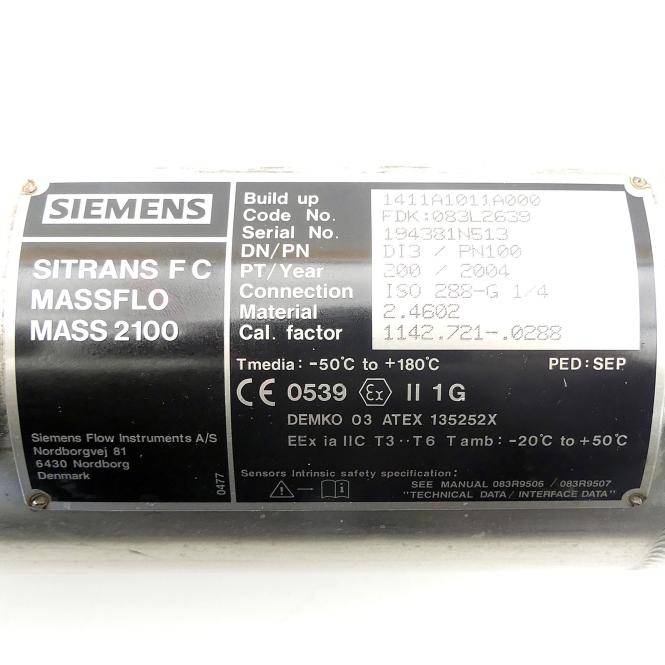 Siemens Durchflusssensor SITRANS F C MASSFLO MASS 2100 (083L2639)