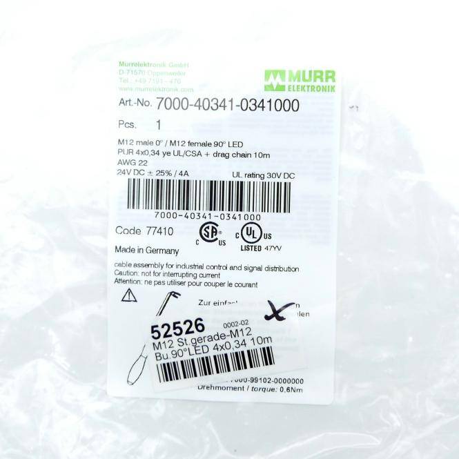 Murrelektronik Sensorkabel M12 St. 0° / M12 Bu. 90° A-kod. LED (7000-40341-0341000)