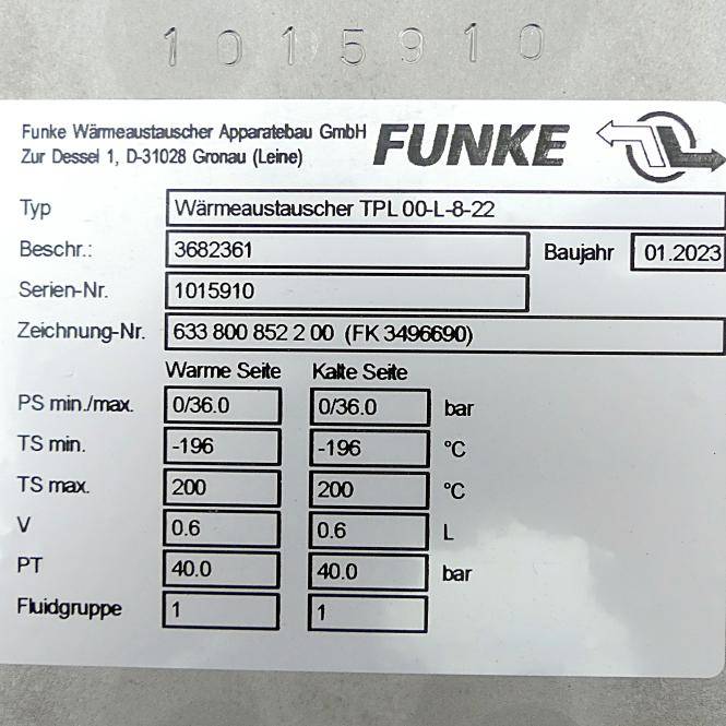 Funke Wärmeaustauscher TPL00-L-8-22 (3682361)
