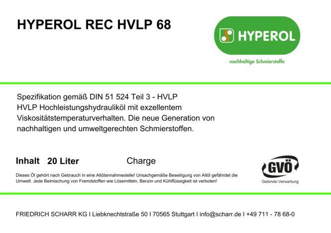 Hyperol Hydrauliköl REC HVLP 68 (Hyperol HVLP 68-20L)