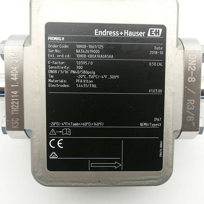 Endress+Hauser Magnetisch-induktives Durchflussmessgerät (Promag 10H08-1061/125)
