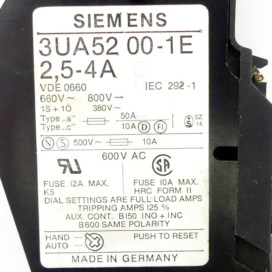 Siemens Überlastrelais 3UA52 00-1E (3UA52 00-1E)
