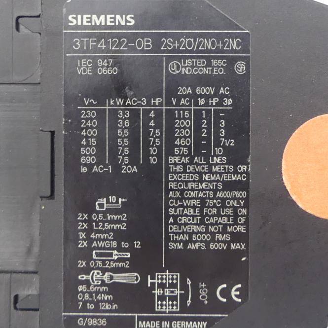 Siemens Hilfsschütz (3TF4122-OB)