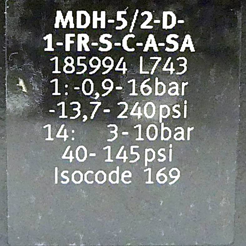 FESTO 5/2 Wegeventil MDH-5/2-D-1-FR-S-C-A-SA (185994)