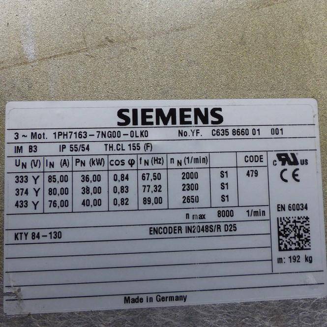 Siemens Servomotor C635 8660 01 001 (1PH7163-7NG00-0LK0)