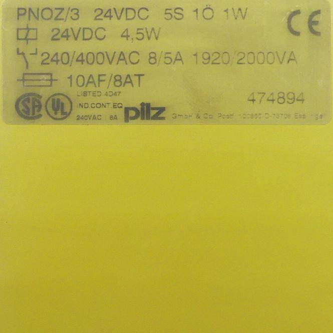 Pilz PNOZ 3 24VDC 5S 1Ö 1W Sicherheitsschaltgerät (474894)