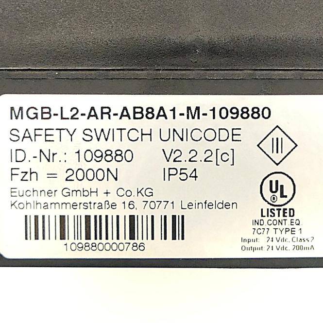 Euchner Sicherheitssteuergerät MGB-L2-AR-AB8A1-M MGB-L2-AR-AB8A1-M-109880 (109880)