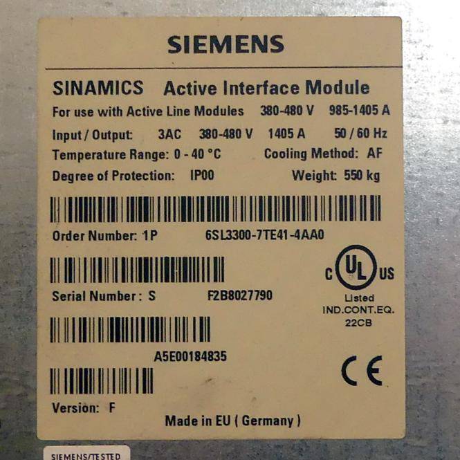 Siemens SINAMICS S120 active Interface Module (6SL3300-7TE41-4AA0)