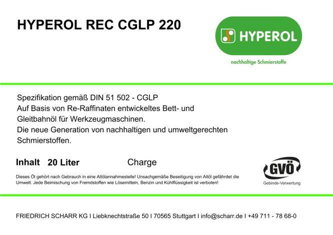 Hyperol Bett- und Gleitbahnöl REC CGLP 220 (Hyperol CGLP 220-20L)