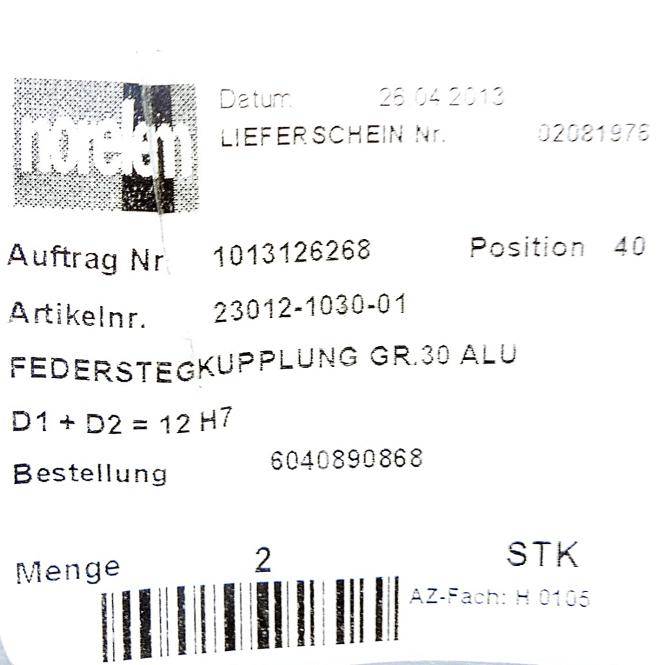 Norelem Federstegkupplung Gr. 30 Alu (23012-1030-01)