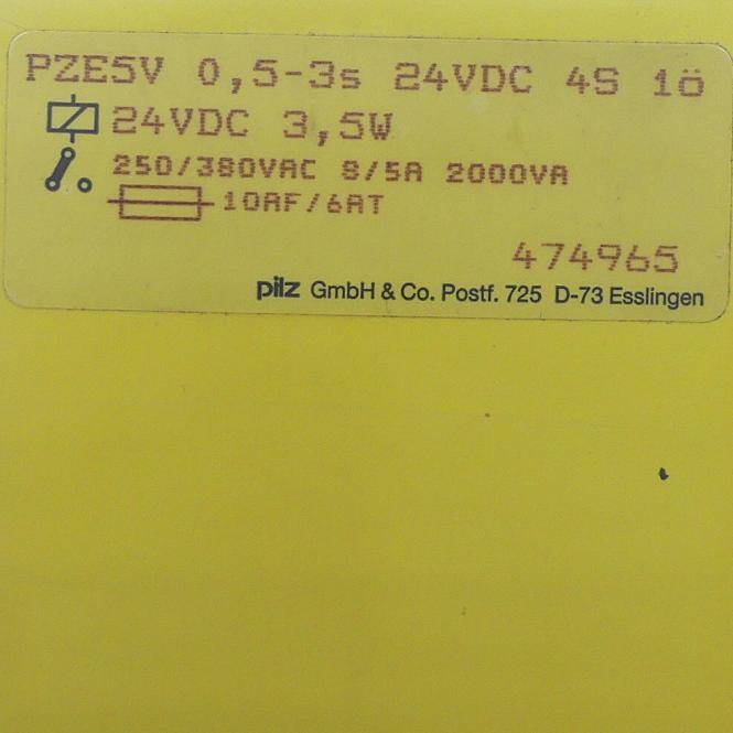 Pilz PZE 5V 0,5-3s 24VDC 4s 1Ö Sicherheitsschaltegerät (474965)