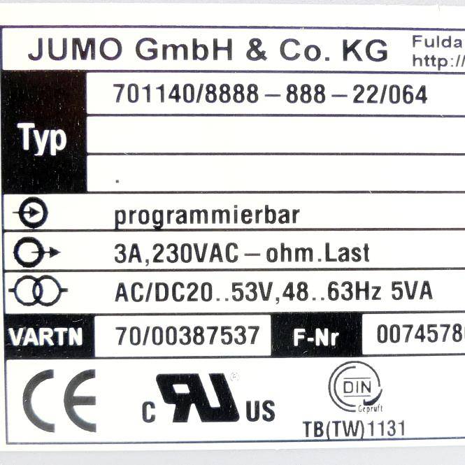 JUMO Temperaturwächter (701140/8888-888-22/064)
