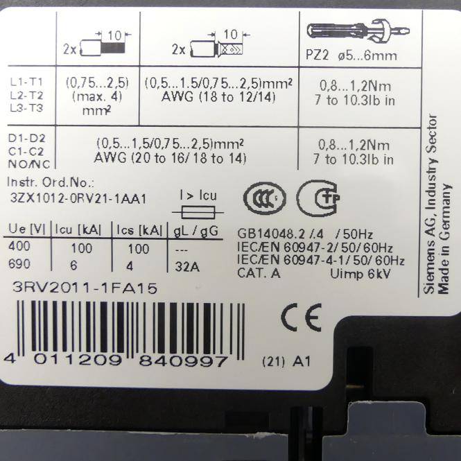 Siemens Leistungsschalter (3RV2011-1FA15)