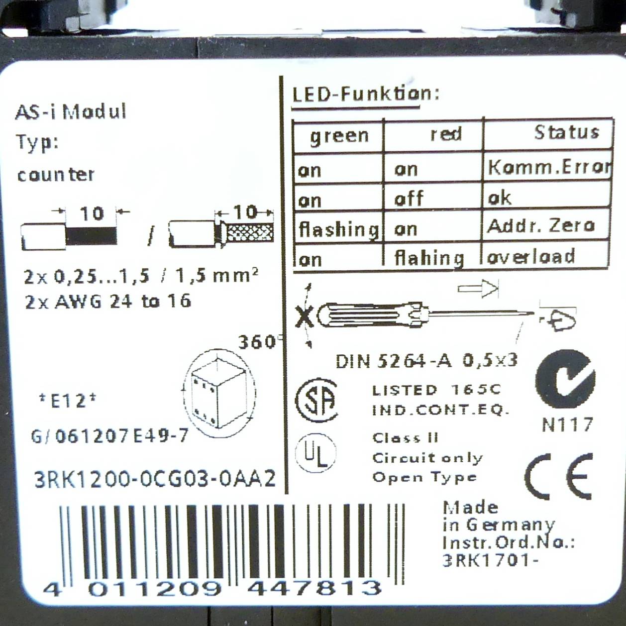 Siemens ASI-Modul SPS-Interface 3RK1200-0CG03-0AA2 (4011209447813)