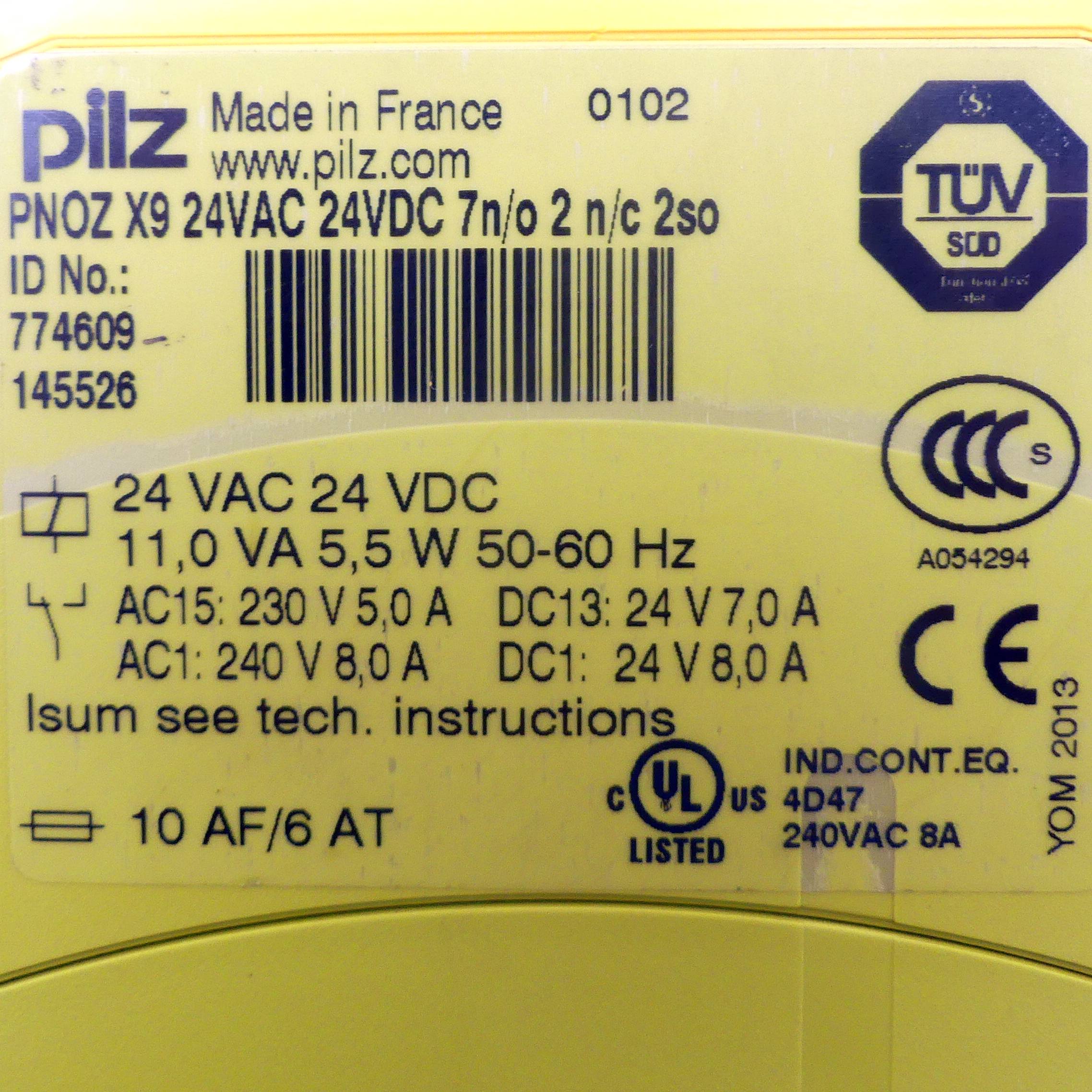 Pilz Sicherheitsschaltgerät PNOZ X9 24VAC 24VDC 7n/o 2 n/c 2so (7746609)