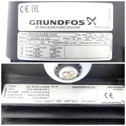 Grundfos Horizontale Saugpumpe CM3-5 A-R-I-E-AQQE F-A-A-N CM3-5 A-R-I-E-AQQE F-A-A-N (96961052)