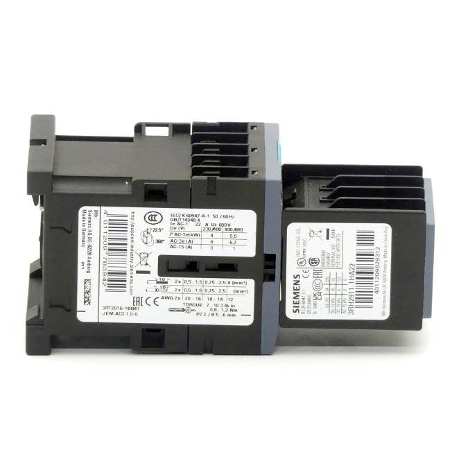 Siemens Leistungsschütz + Hilfsschalter (3RT2016-1BB41 + 3RH2911-1HA22)