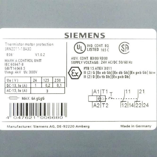 Siemens Thermistor-Motorschutzrelais (3RN2011-1BA30)
