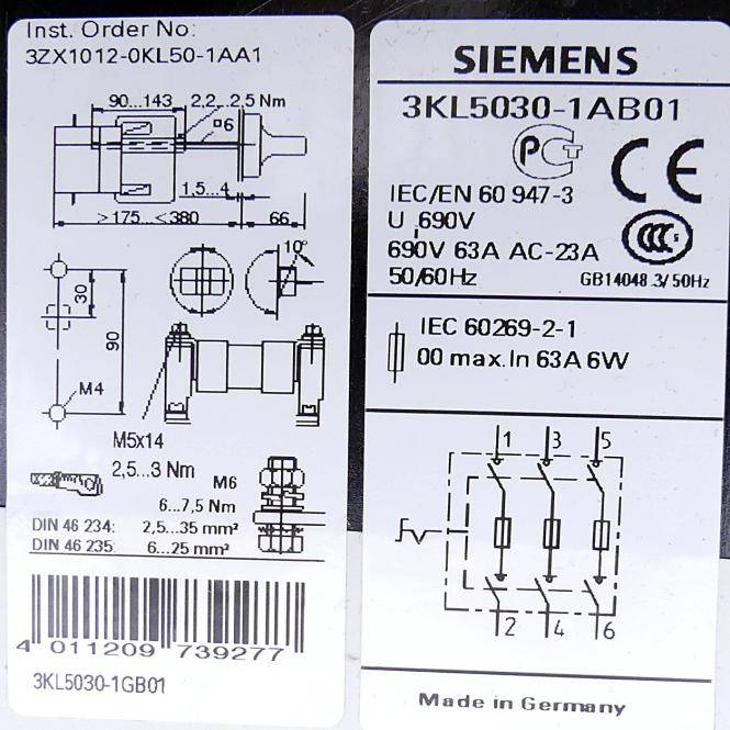 Siemens Lasttrennschalter 3KL5030-1AB0 (3KL5030-1AB0)