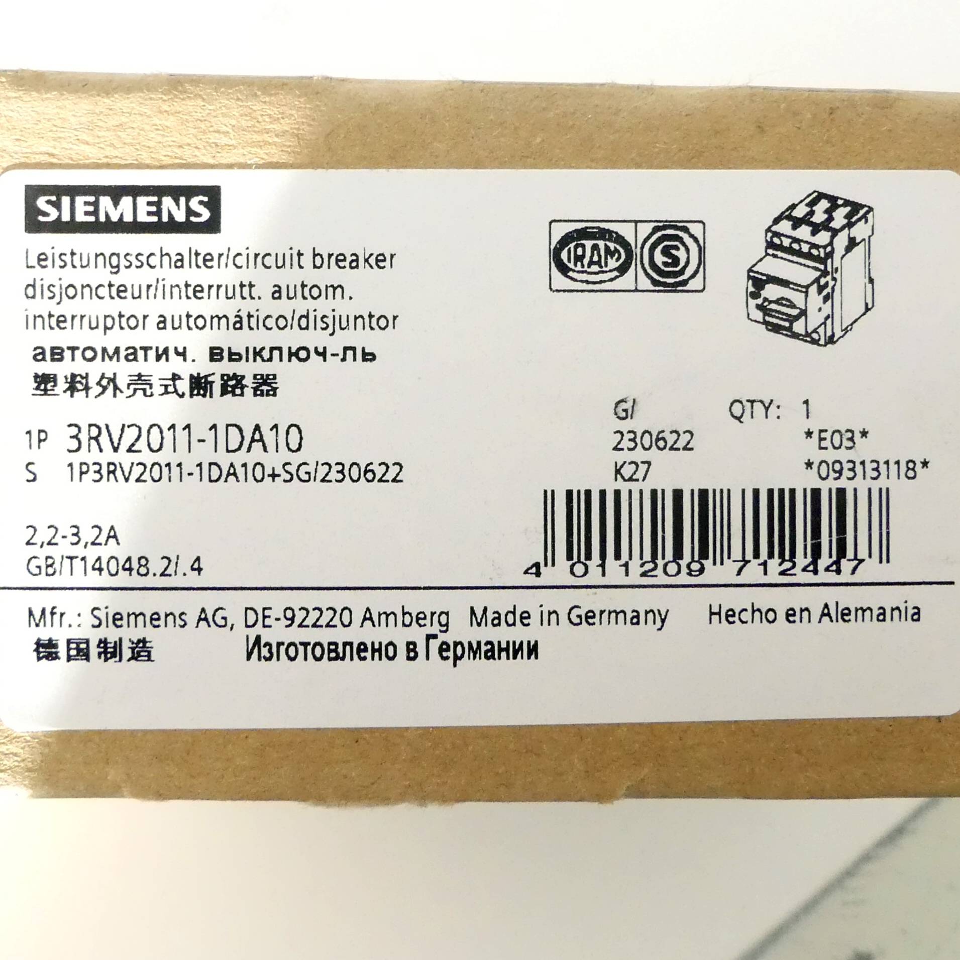 Siemens Leistungsschalter (3RV2011-1DA10)