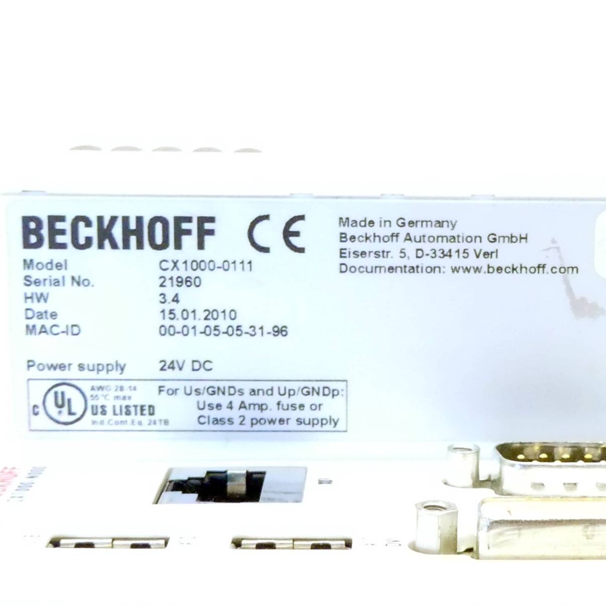 BECKHOFF Steuerung (CX1000-0111; CX1000-N001; CX1000-N000; CX1000-C00L)