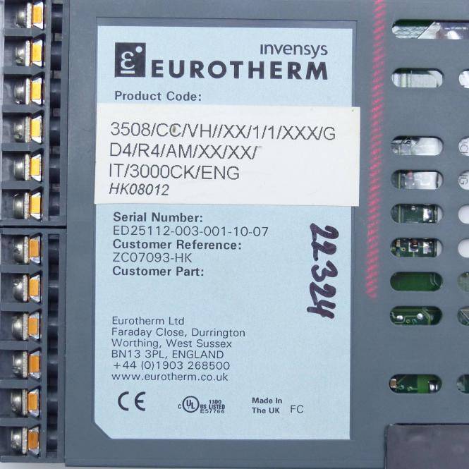 eurotherm Temperaturregler ED 25 112-003-001-10-07 (3508/CC/VH//XX/1/1/XXX/GD4/R4/AM/XX/XX/IT/3000CK/ENG)