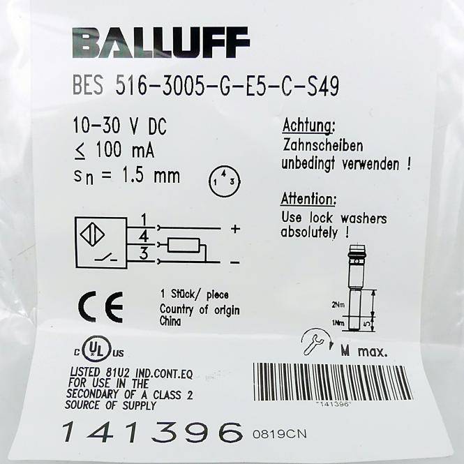 BALLUFF Induktiver Sensor BES00HF (BES 516-3005-G-E5-C-S49)