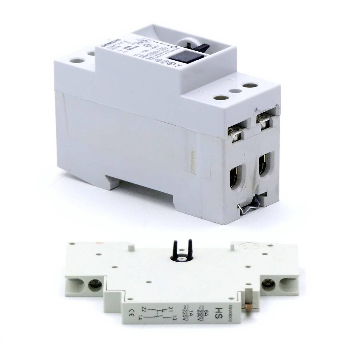 Siemens 5SM1 312-6 FI-Schutzschalter + 5SW3 000 Hilfsschalter 1NO/1NC (5SM1 312-6, 5SW3 000)