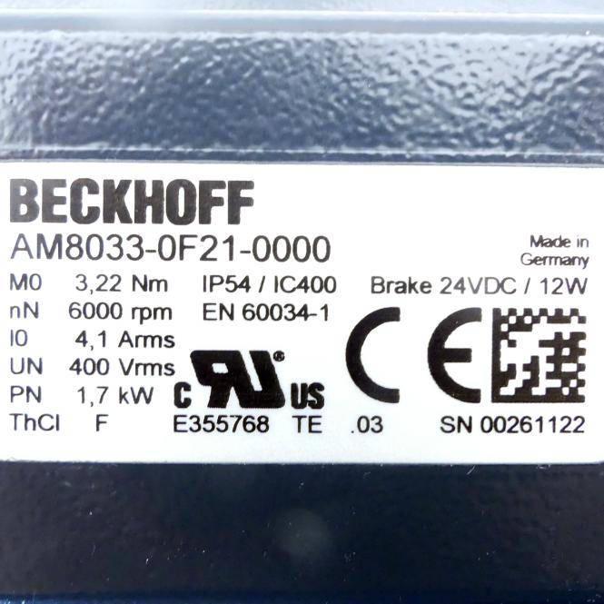 BECKHOFF Servomotor (AM8033-0F21-0000)