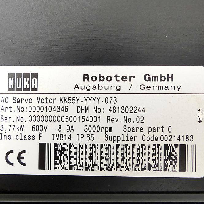 KUKA AC Servo Motor KK55Y-YYYY-073 (0000104346)