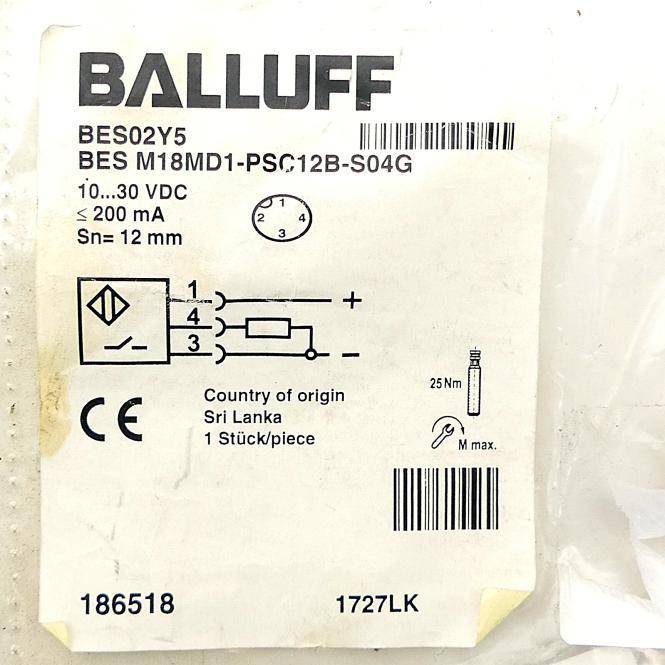 BALLUFF Induktiver Näherungsschalter BES M18MD1-PSC12B-S04G (BES02Y5)