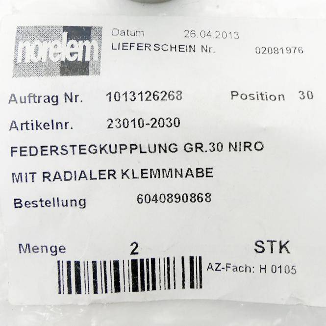Norelem Federstegkupplung Gr. 30 Niro (23010-2030)